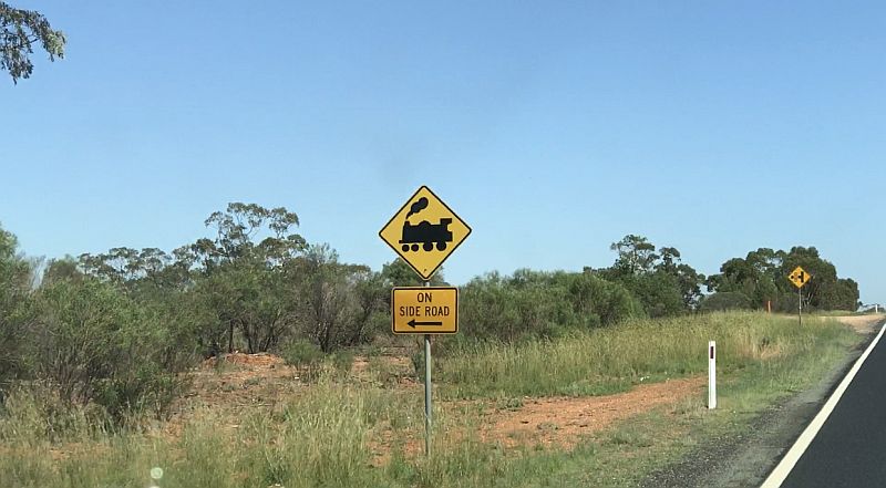 On the road - train track warning