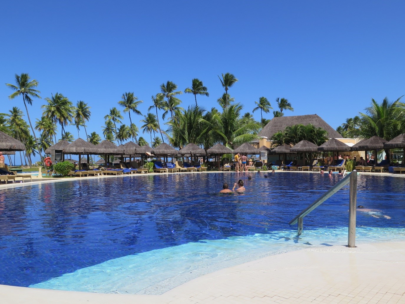Main pool, the palm trees in the background mark the limit with the beach