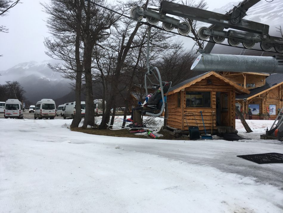 Chairlift departing from next to the parking lot